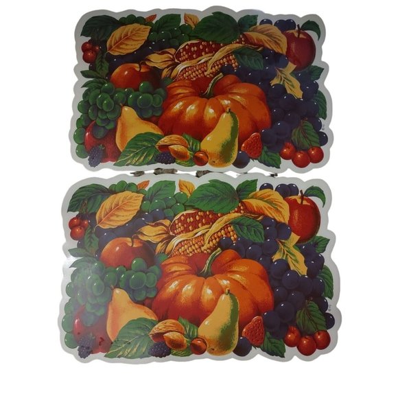 Vintage Town & Country Living Fall Pumpkin Puffy Plastic Placemats Set Of 5 - Picture 4 of 7